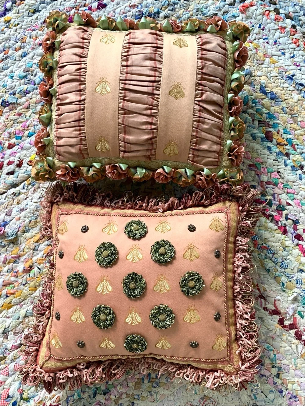 2 Neiman Marcus Vintage Sweet Dreams Accent Pillows 15” X 12”